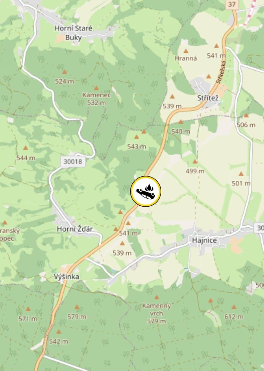 Vážná nehoda mezi Výšinkou a Stříteží. Foto: HZS