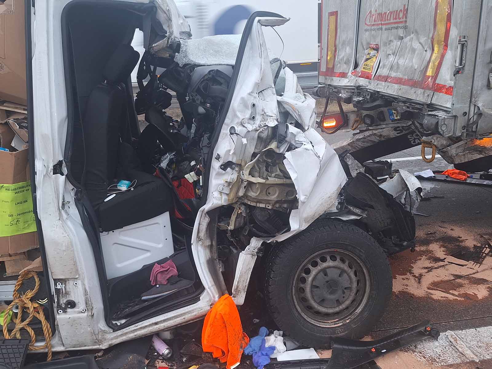 Tragická nehoda na dálnici D2. Foto: HZS