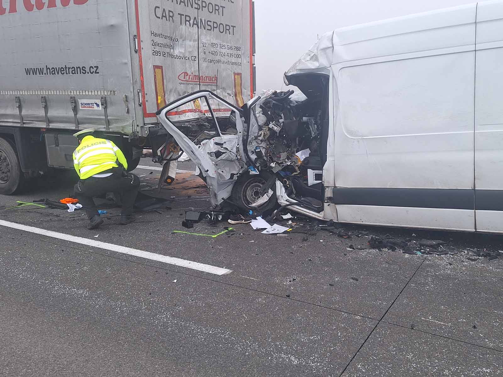 Tragická nehoda na dálnici D2. Foto: Policie ČR