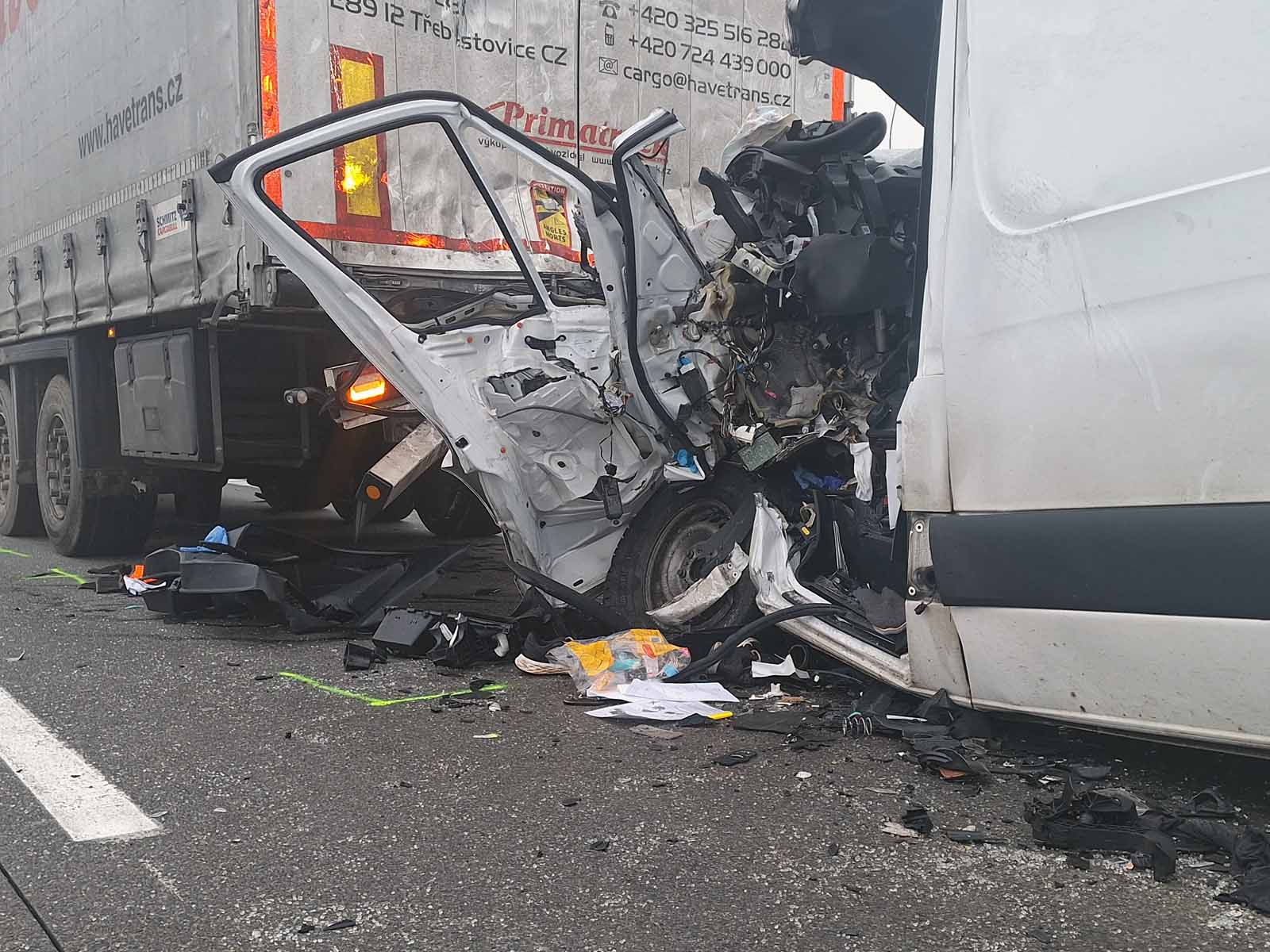 Tragická nehoda na dálnici D2. Foto: Policie ČR