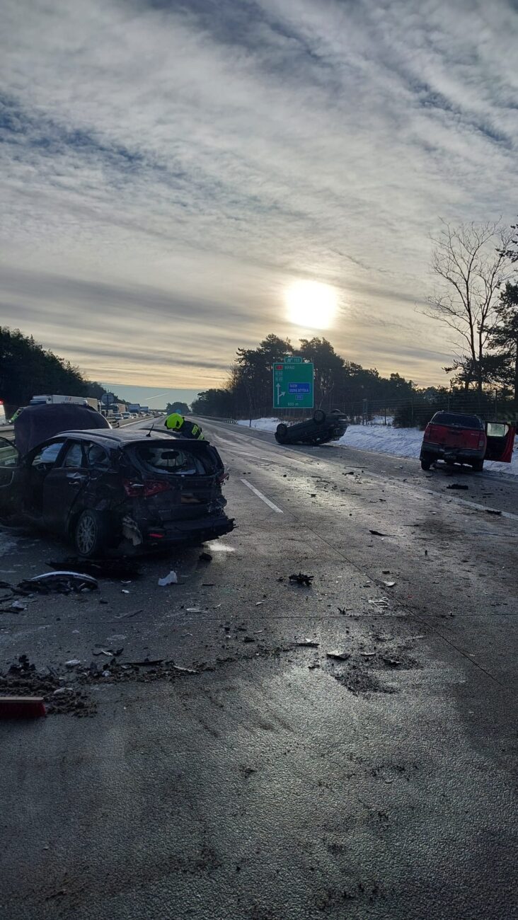 Nehoda na dálnici D1 na Vysočině. Foto: PČR