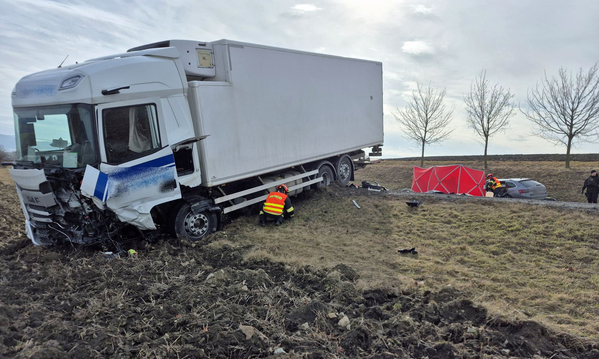 Tragická nehoda u Bánova. Foto: HZS Zlínského kraje