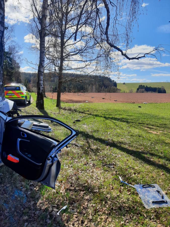 Tragická nehoda u obce Mříčná na Semilsku. Foto: Policie ČR