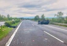 Nehoda na dálnici D8 (omluvte zhoršenou kvalitu snímku) Foto, scan: Policie ČR